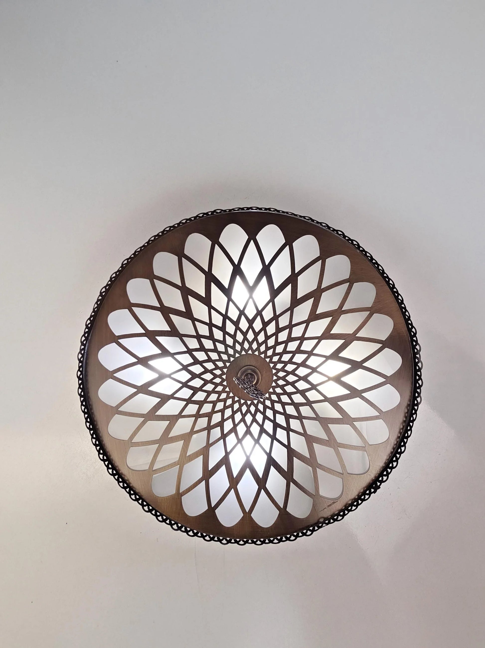 Oriental Ceiling Light – Moroccan Style Flush Mount Lamp – Vintage Gold Laser Cut Metal Chandelier - Anatolia Lighting