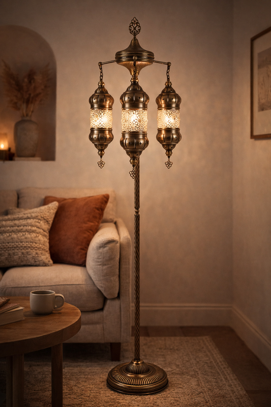 Handcrafted Turkish Moroccan Floor Lamp (120cm) – Radiant Star Mosaic Light