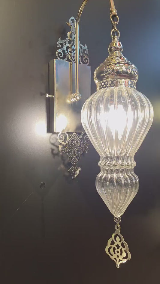 Silver Wall Light Fixture, Sconce Wall Lighting, Plug in Wall Lamp, Bedroom & Bathroom Wall Sconce