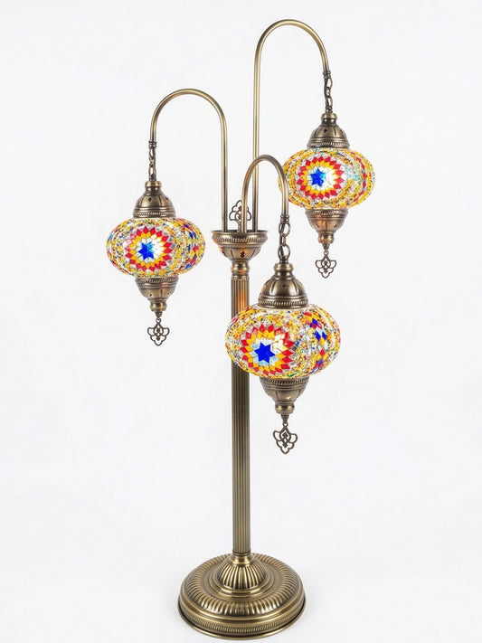 Handcrafted Turkish Mosaic Floor Lamp | Radiant Star Design Ottoman Standing Light