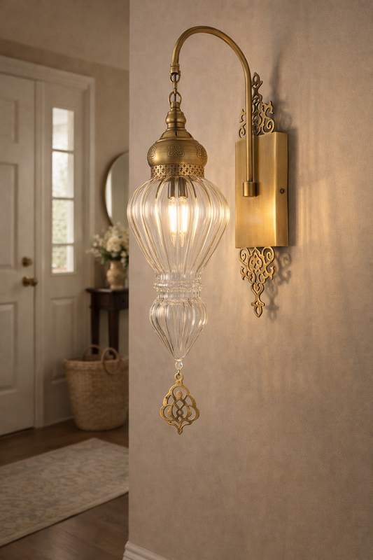 Mid-Century Modern Brass Wall Sconce - Double Globe Vanity Light for Bathroom & Bedroom